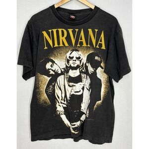 Nirvana Shirt Vintage 1997 RARE Men's Size Large 42 Group Silhouette Black Rock